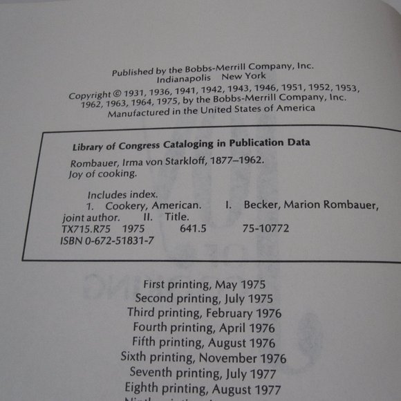 VTG Joy of Cooking Cookbook Recipes Reference 1975 Hardcover 2 Ribbons USA - Picture 5 of 9